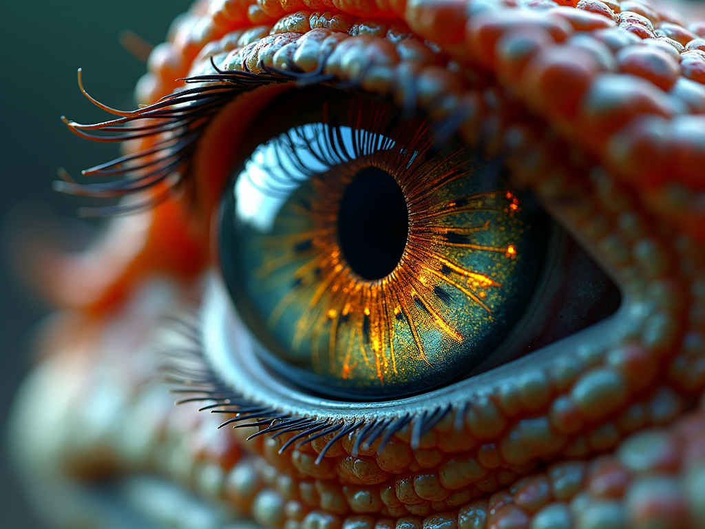Close-up of a reptilian eye with detailed texture and reflection