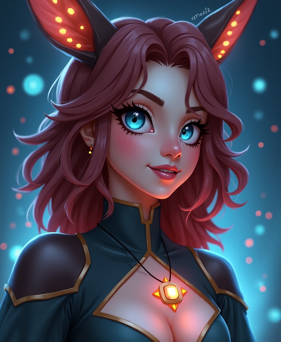 Portrait of a fantasy character with glowing magical elements